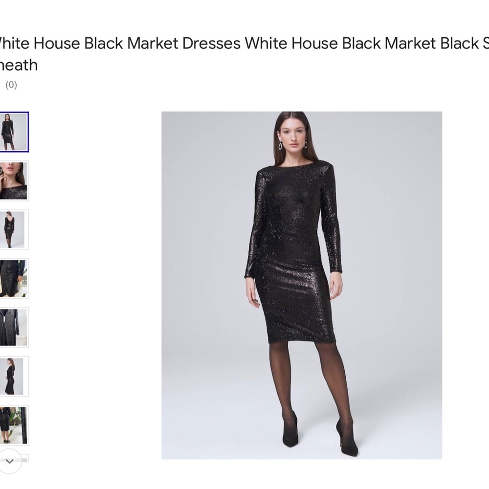 White House Black Market Black Sequin Sheath size 10